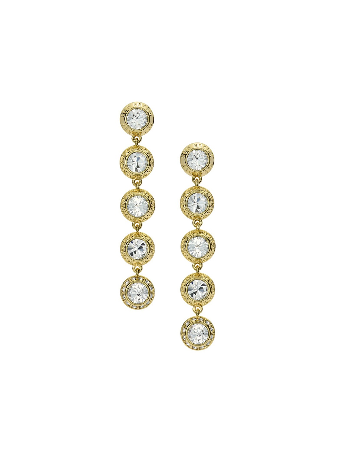 

Ted Baker Gold-Plated Crystals Studded Long Drop Earrings