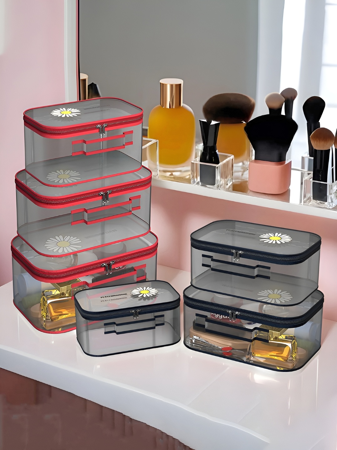 

Kuber Industries Red & Blue 6 Pieces Water Resistant Jewellery Organisers