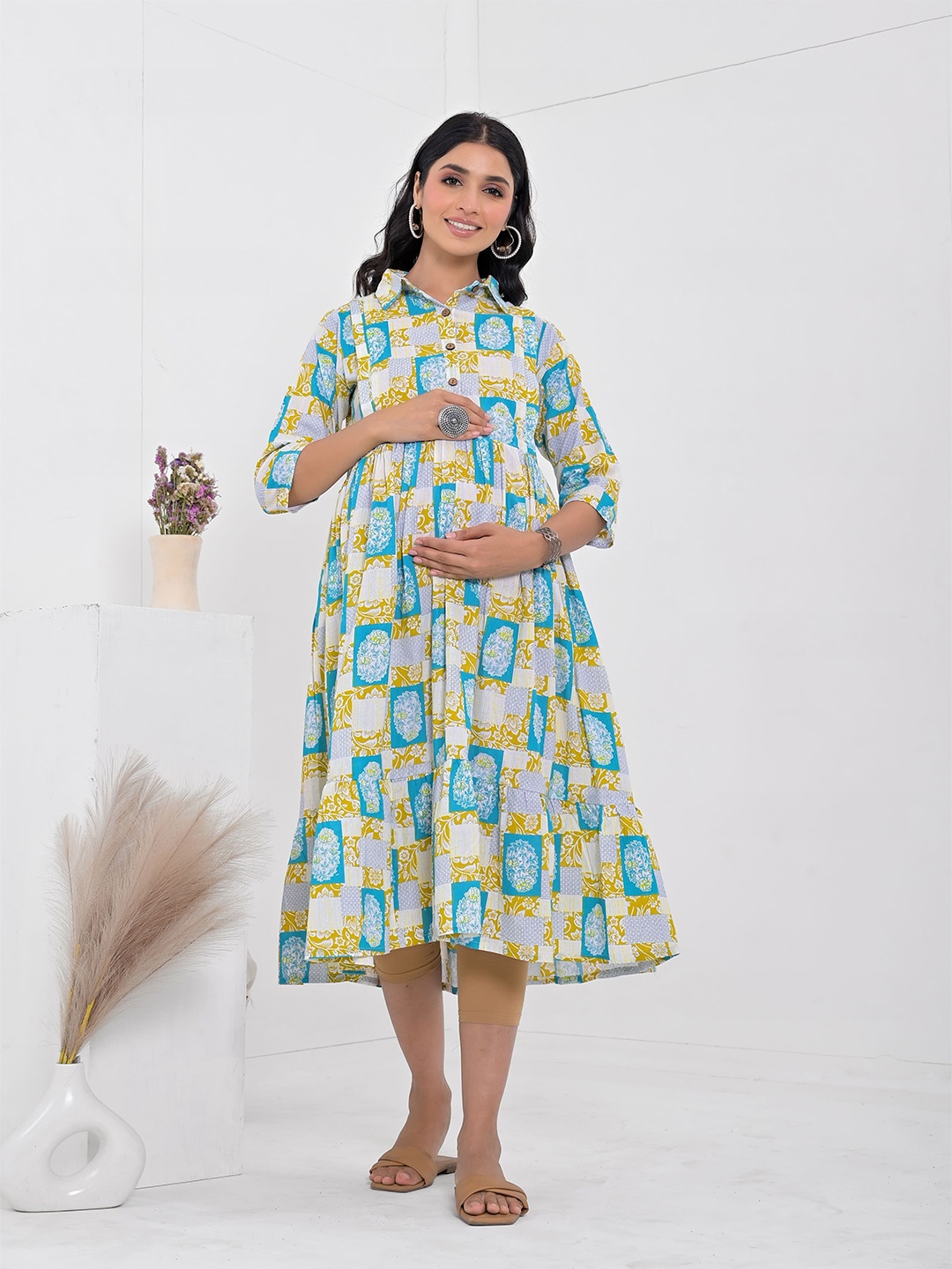 

Kaheksa Printed Maternity A-Line Midi Dress, Multi