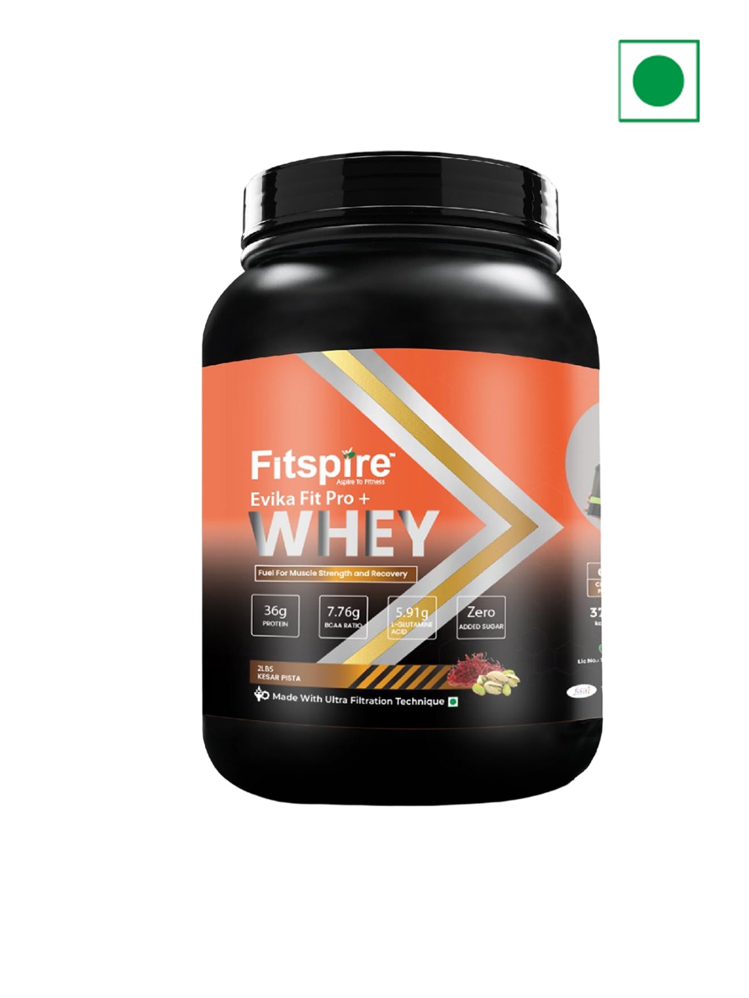 

FITSPIRE Evika Fit pro Whey Kesar Pista - 2lbs, Orange