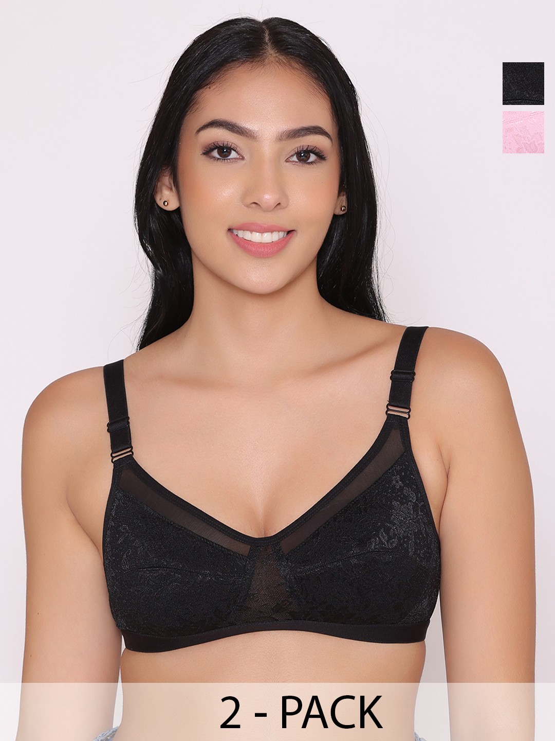 

INKURV Women Bra Full Coverage PACK OF 2, Pink