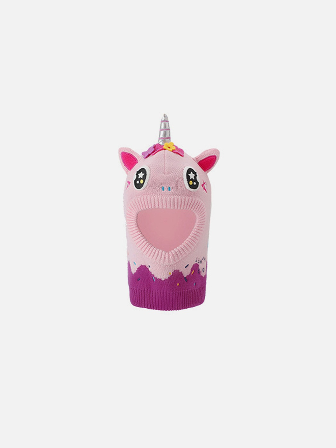 

Little Surprise Box LLP Unisex Kids Colourblocked Unicorn Theme Woollen Beanie, Pink