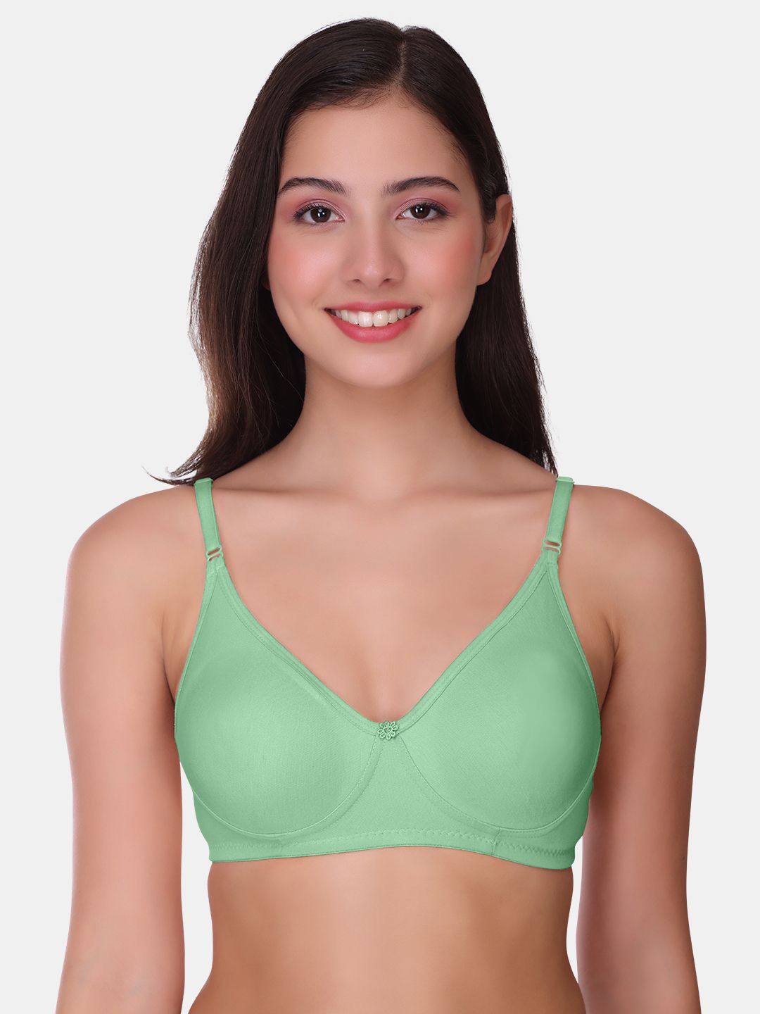 

POOJA RAGENEE Womens Full Coverage Non Padded Mould Cotton Bra (MQ3057_1P_TGR_28B), Green