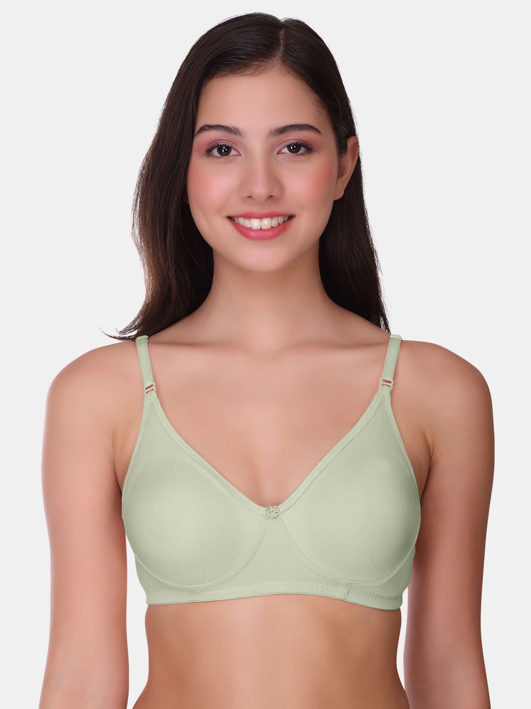 

POOJA RAGENEE Cotton Full Coverage Non Padded T-shirt Bra, Green