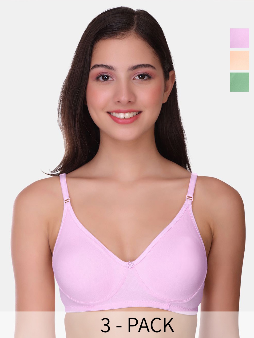 

POOJA RAGENEE Womens Full Coverage Non Padded Bra Pack of 3 (MQ3057_3P_LV_PCH_TGR_28B), Lavender