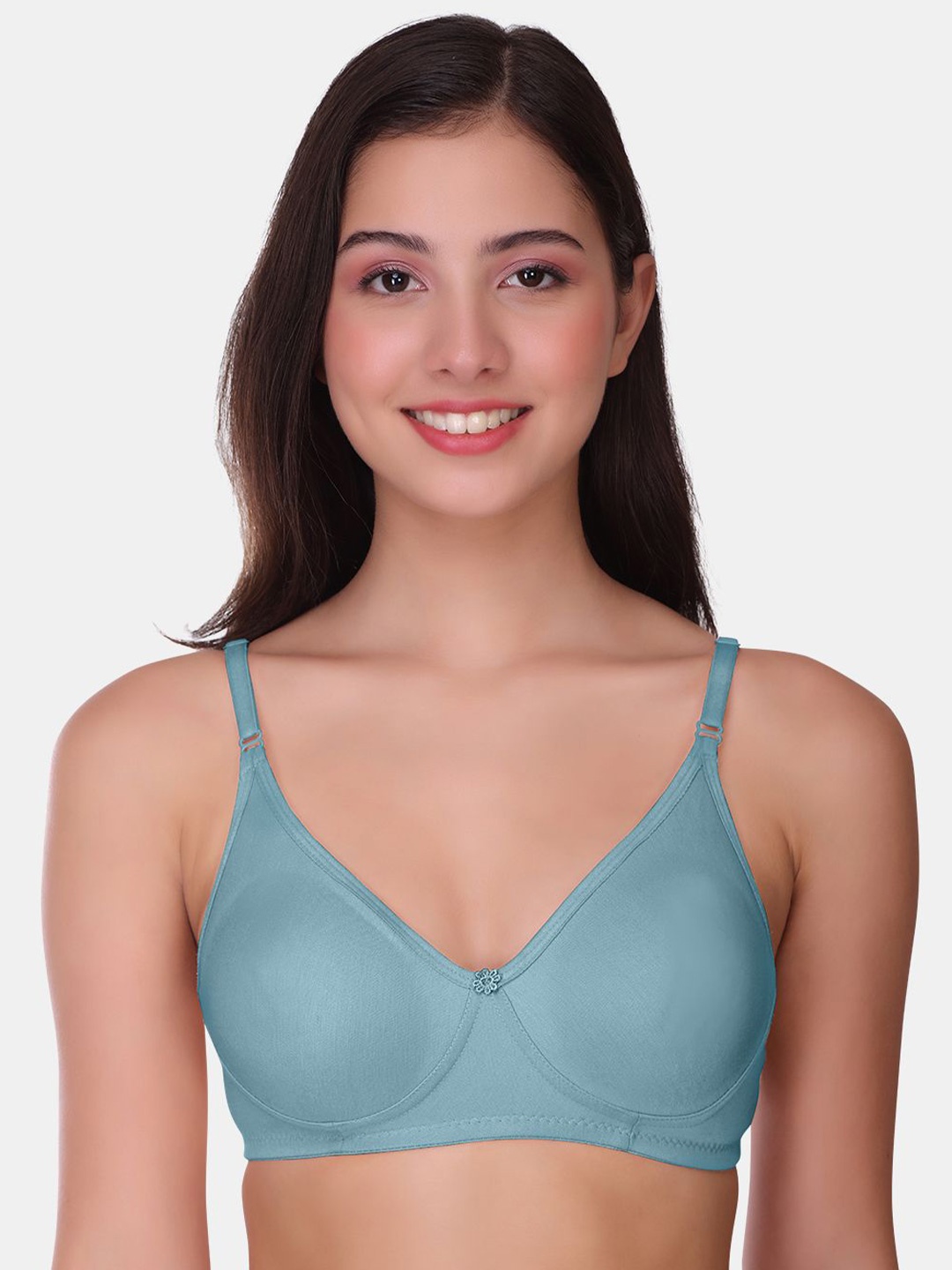 

POOJA RAGENEE Womens Full Coverage Non Padded Mould Cotton Bra (MQ3057_1P_BLU_28B), Blue
