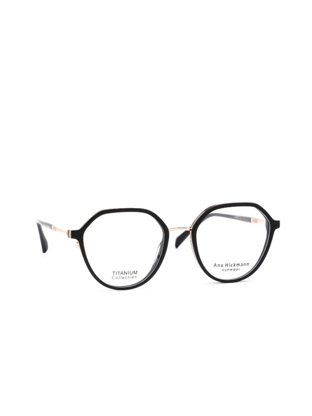 

Ana Hickmann Women Full Rim Round Frames, Black