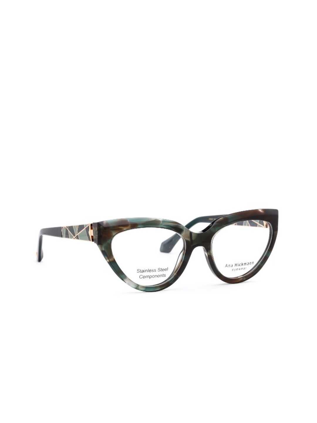 

Ana Hickmann Women Abstract Printed Full Rim Cateye Frames, Green