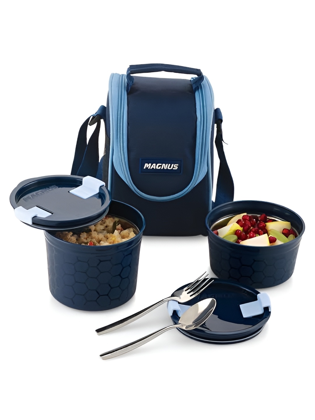 

MAGNUS Blue 2 Pieces Stainless Steel Lunch Box With Bag