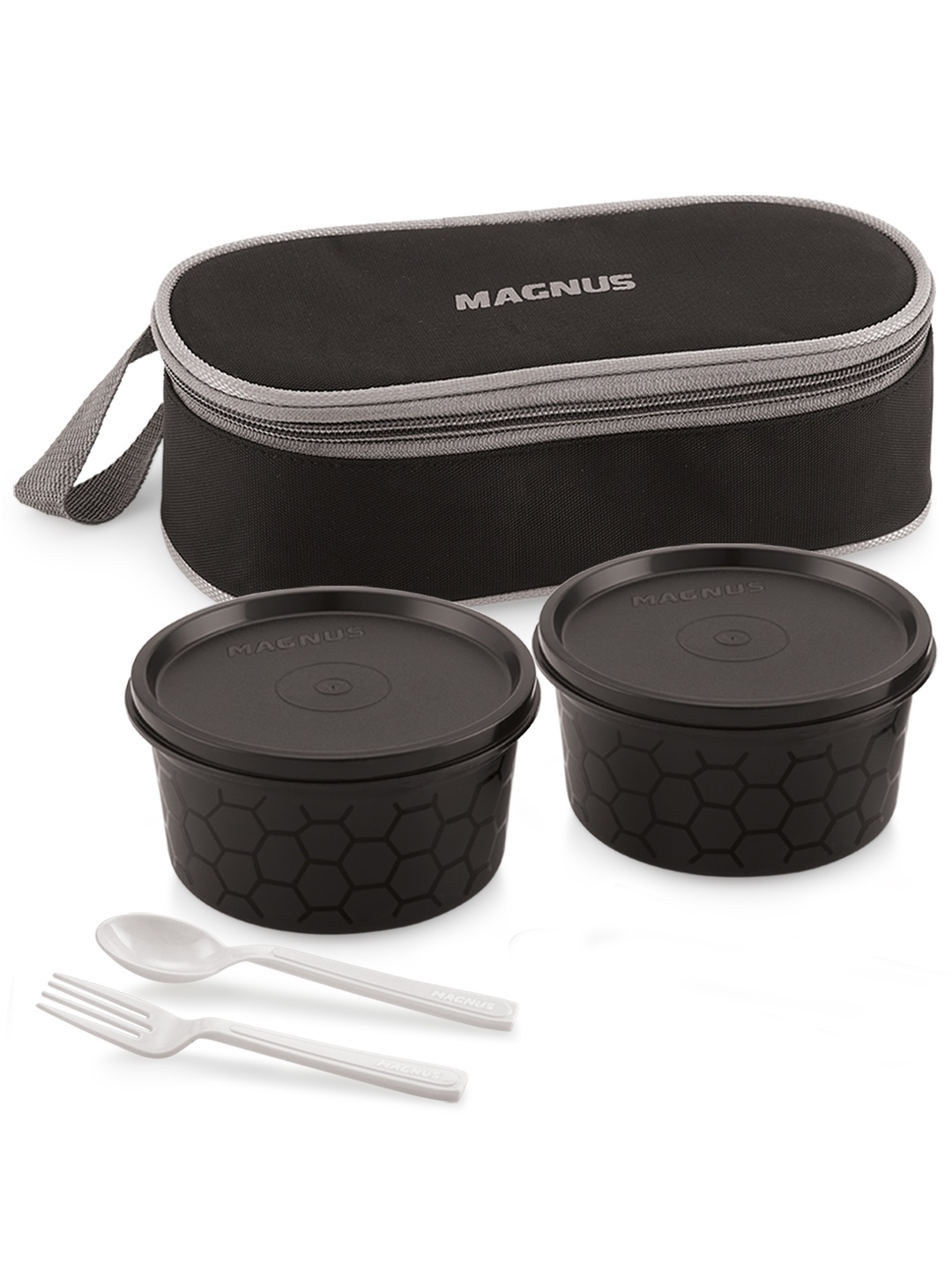 

MAGNUS Black & Grey 2 Pieces Stainless Steel Lunch Box 400 ml