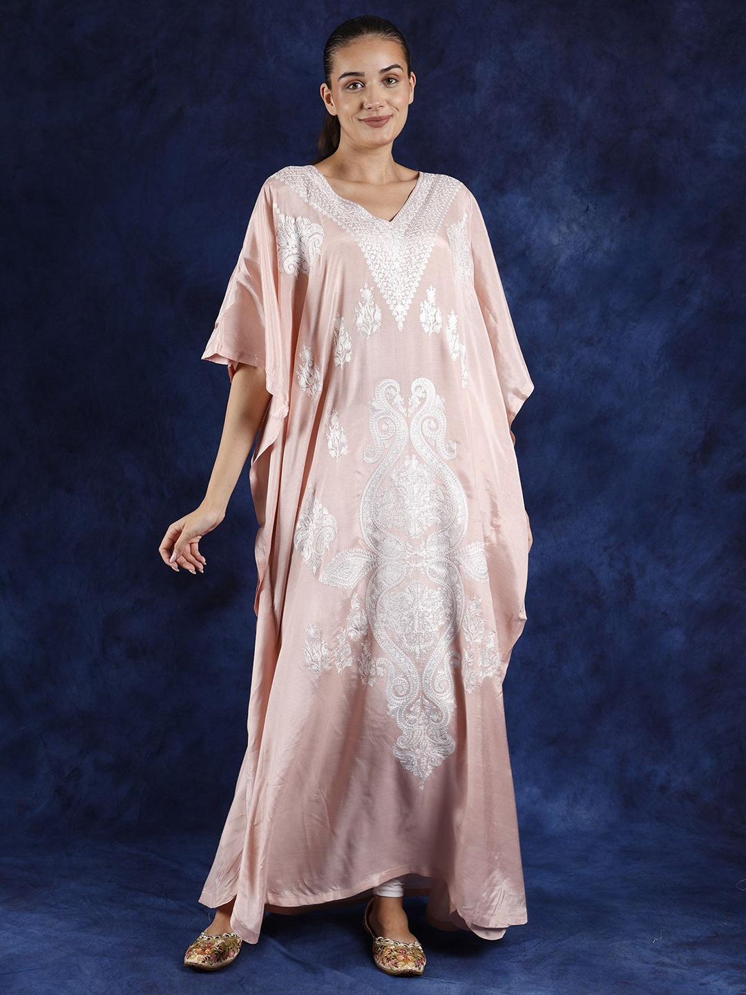 

Exotic India Ethnic Motifs Kaftan Dress, Pink