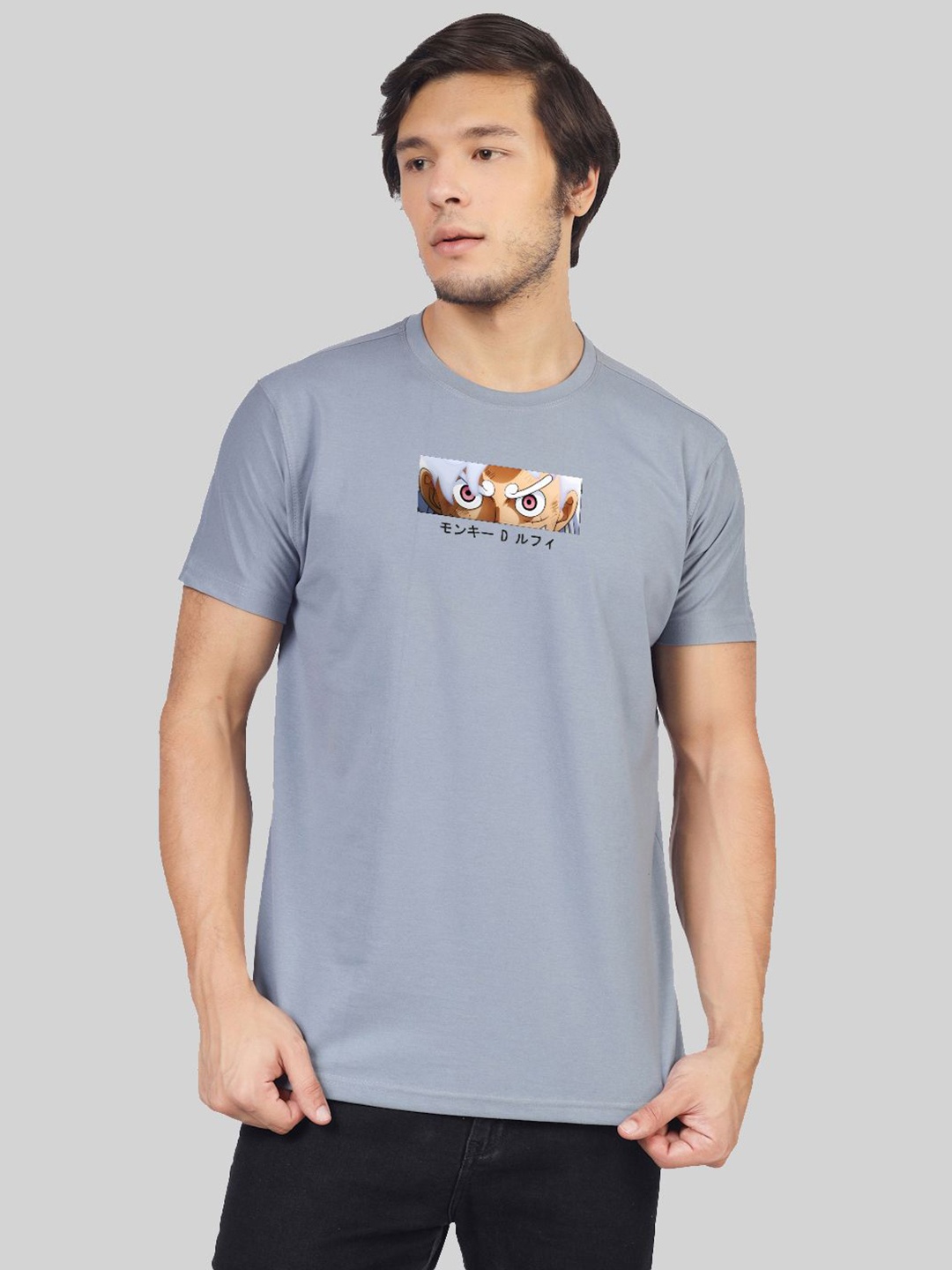 

Greylongg Men Printed Round Neck T-Shirt, Grey