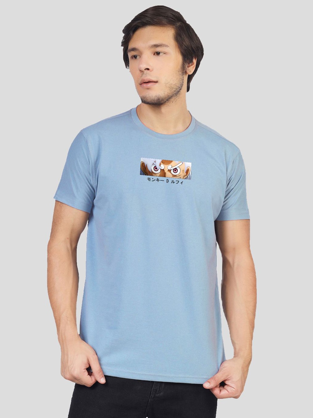 

Greylongg Men Printed Round Neck T-Shirt, Blue