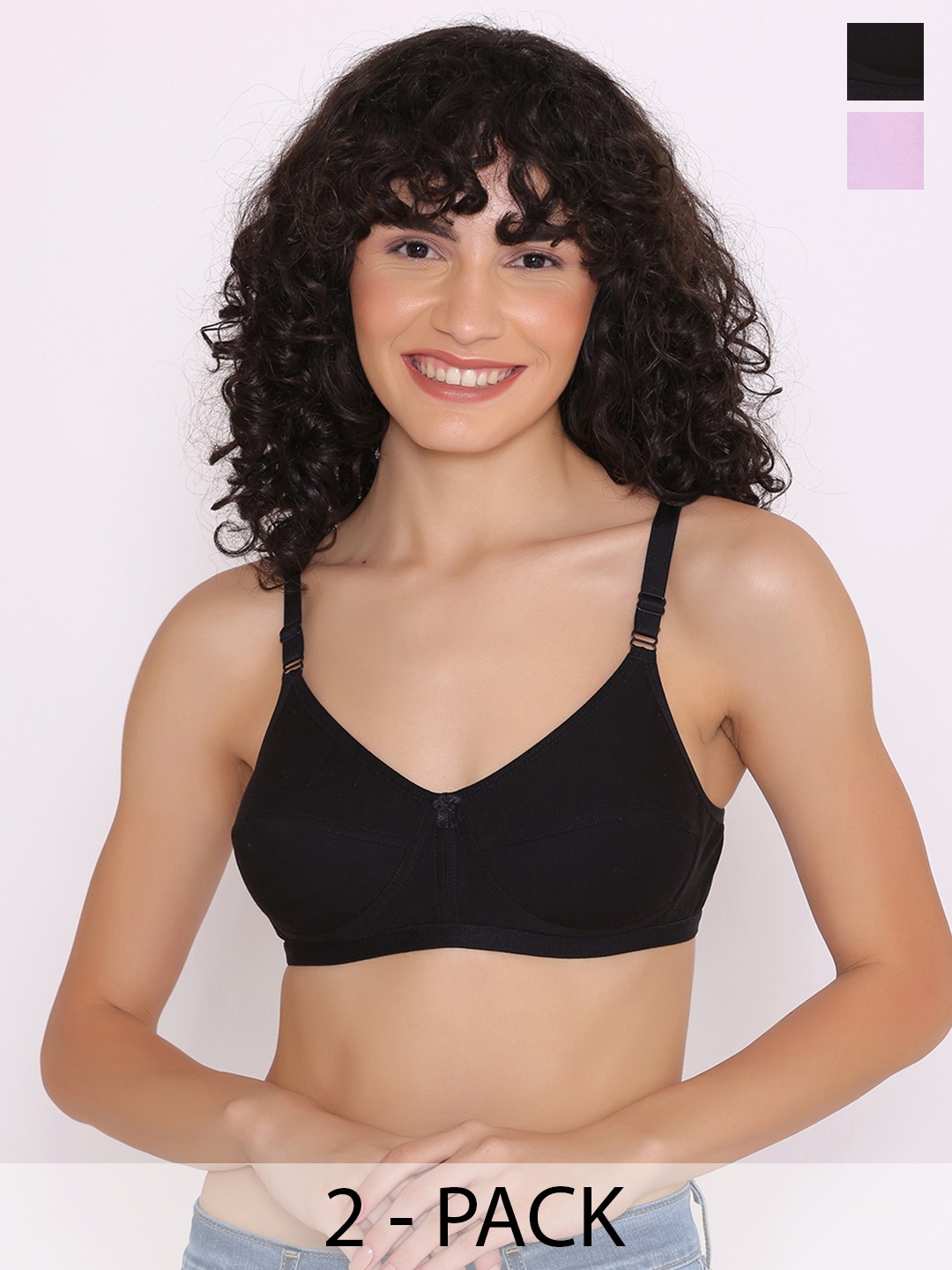 

INKURV PACK OF 2 Women Non-Wired Full Coverage Bra, Purple