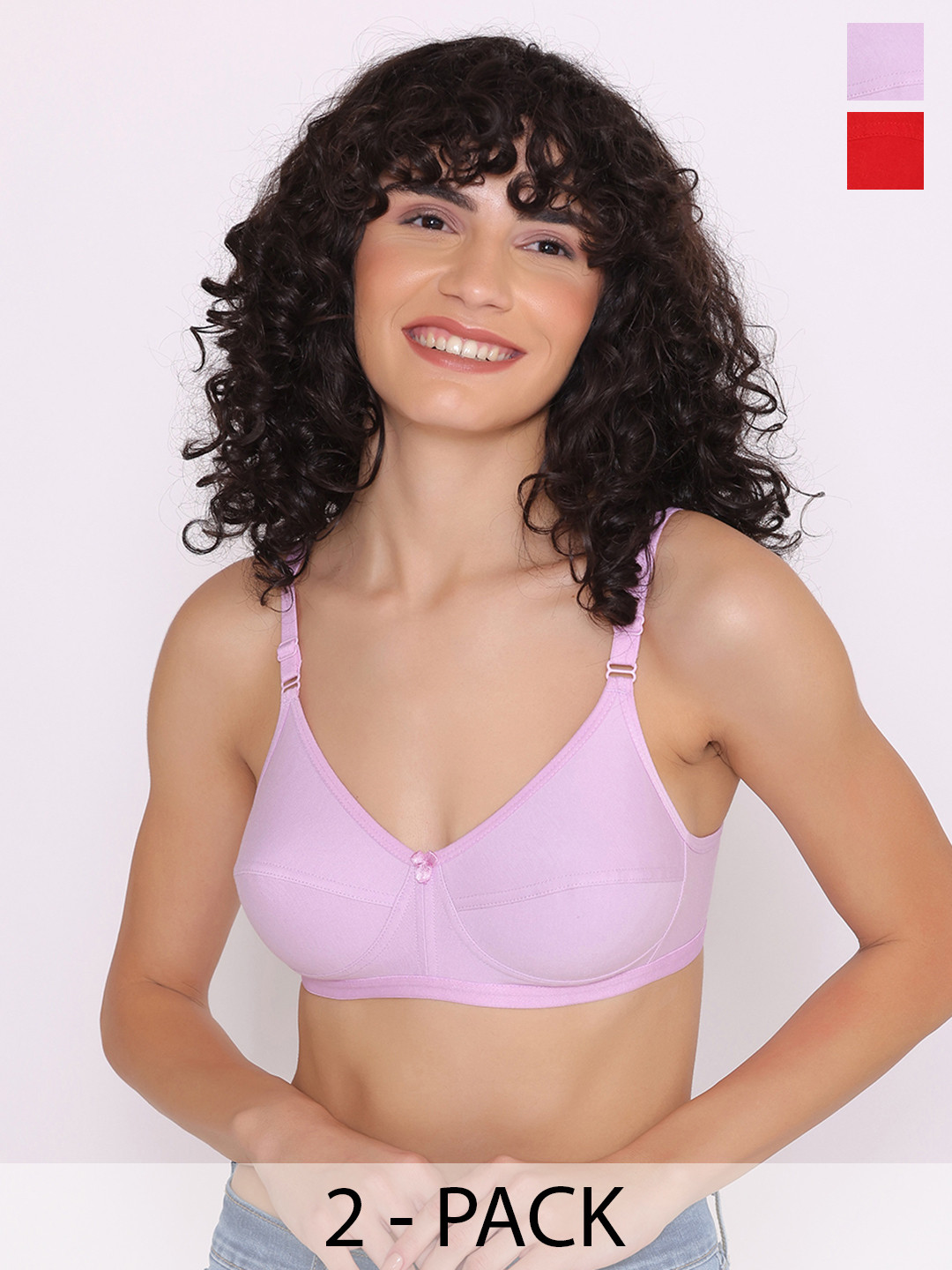 

INKURV Women Bra Full Coverage PACK OF 2, Red