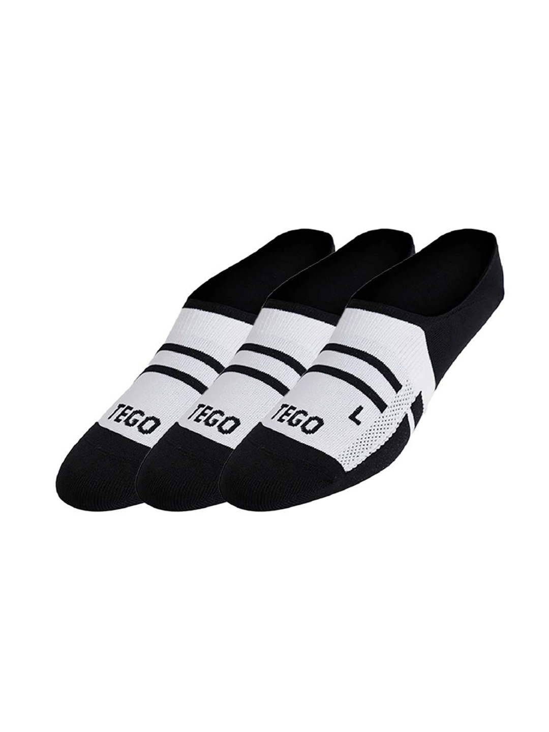 

TEGO Pack Of 3 Printed Shoe-Liner Socks, Black