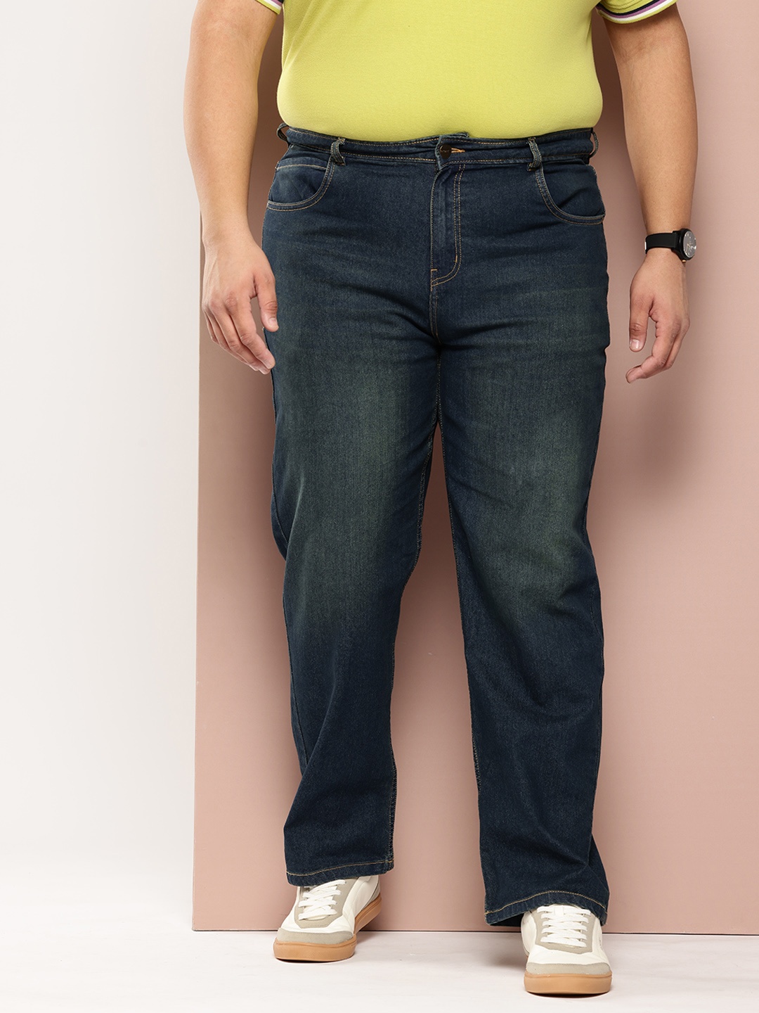 

Sztori Men Plus Size Straight Fit Light Fade Stretchable Jeans, Blue