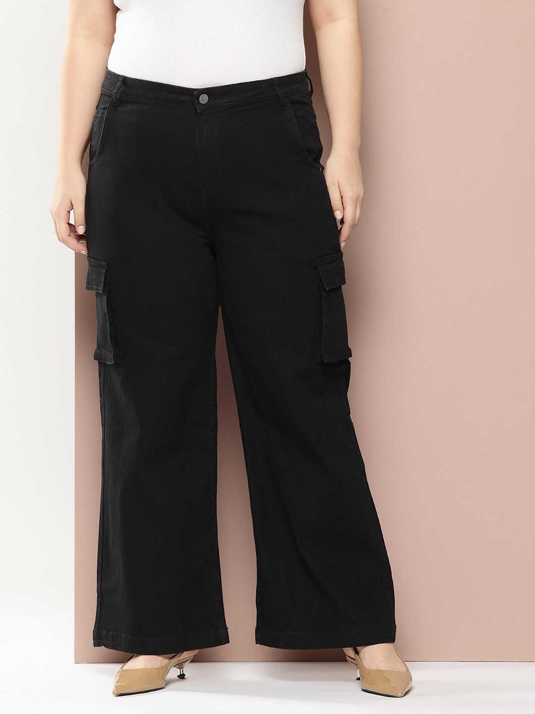 

Sztori Women Plus Size Relaxed Fit Stretchable Jeans, Black