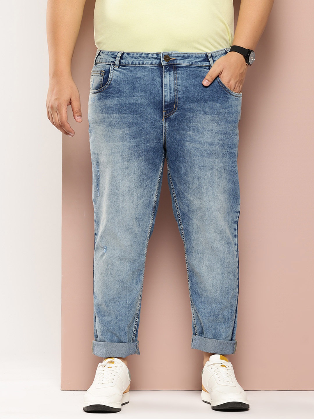 

Sztori Men Plus Size Slim Fit Heavy Fade Stretchable Jeans, Blue