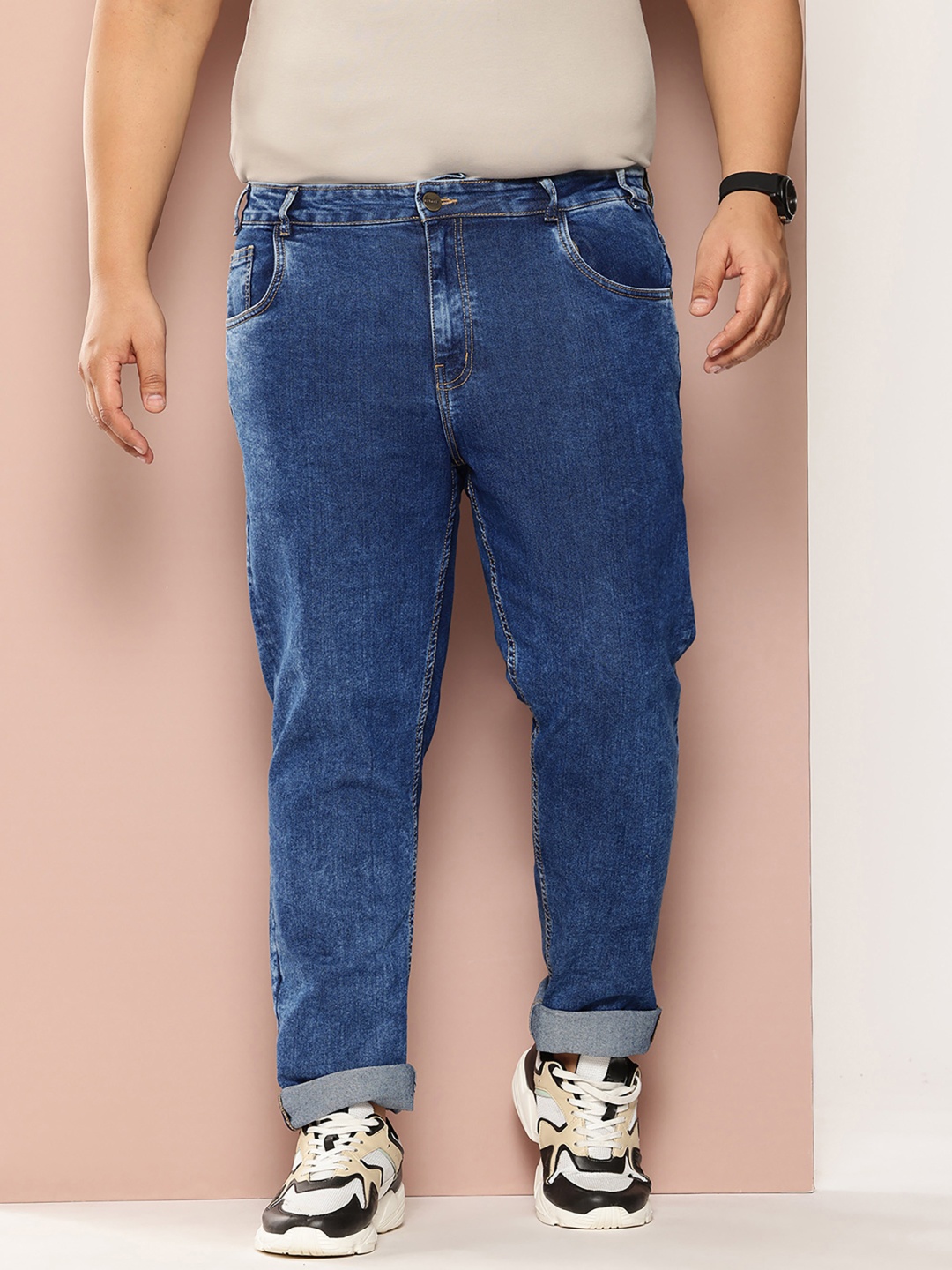 

Sztori Plus Size Men Slim Fit Stretchable Jeans, Blue