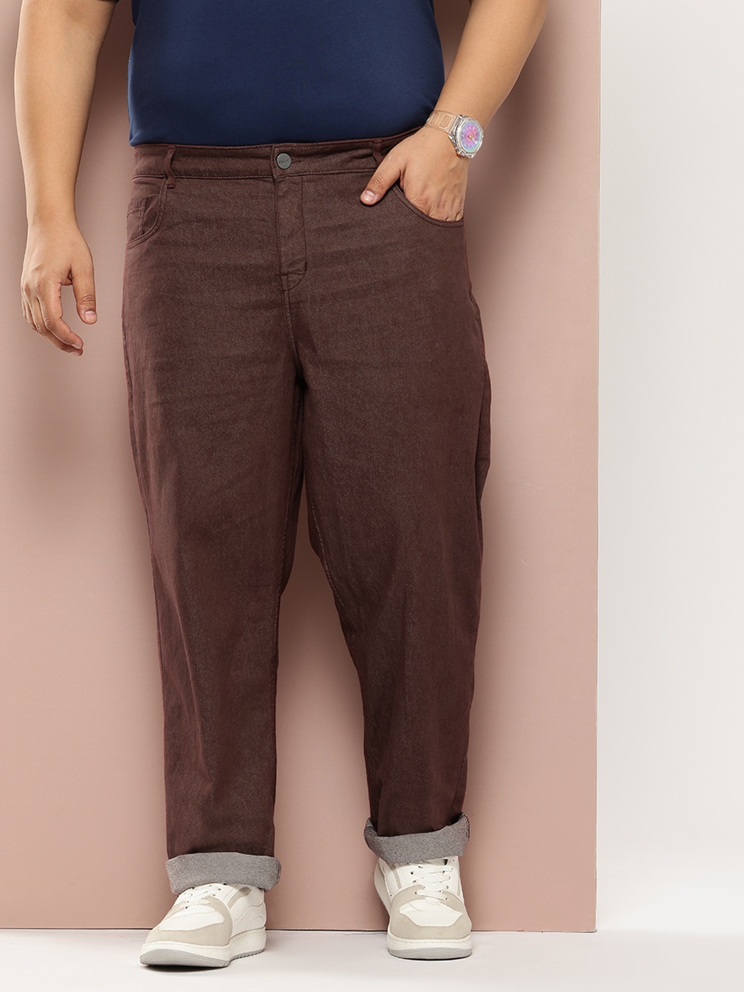 

Sztori Men Plus-Size Stretchable Relaxed-Fit Mid Rise Jeans, Coffee brown