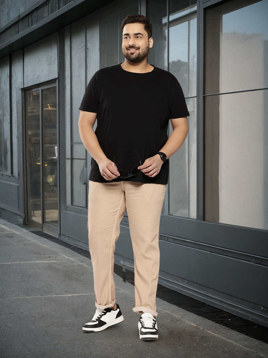 

Sztori Men Plus Size Slim Fit Stretchable Jeans, Beige