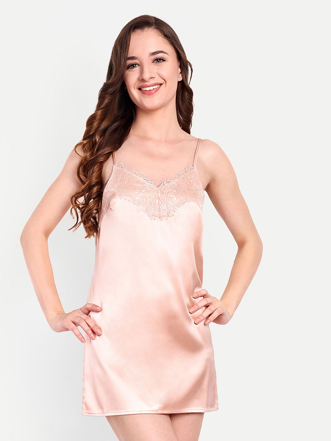 

So What Women Sleeveless Above Knee Nightdress, Peach