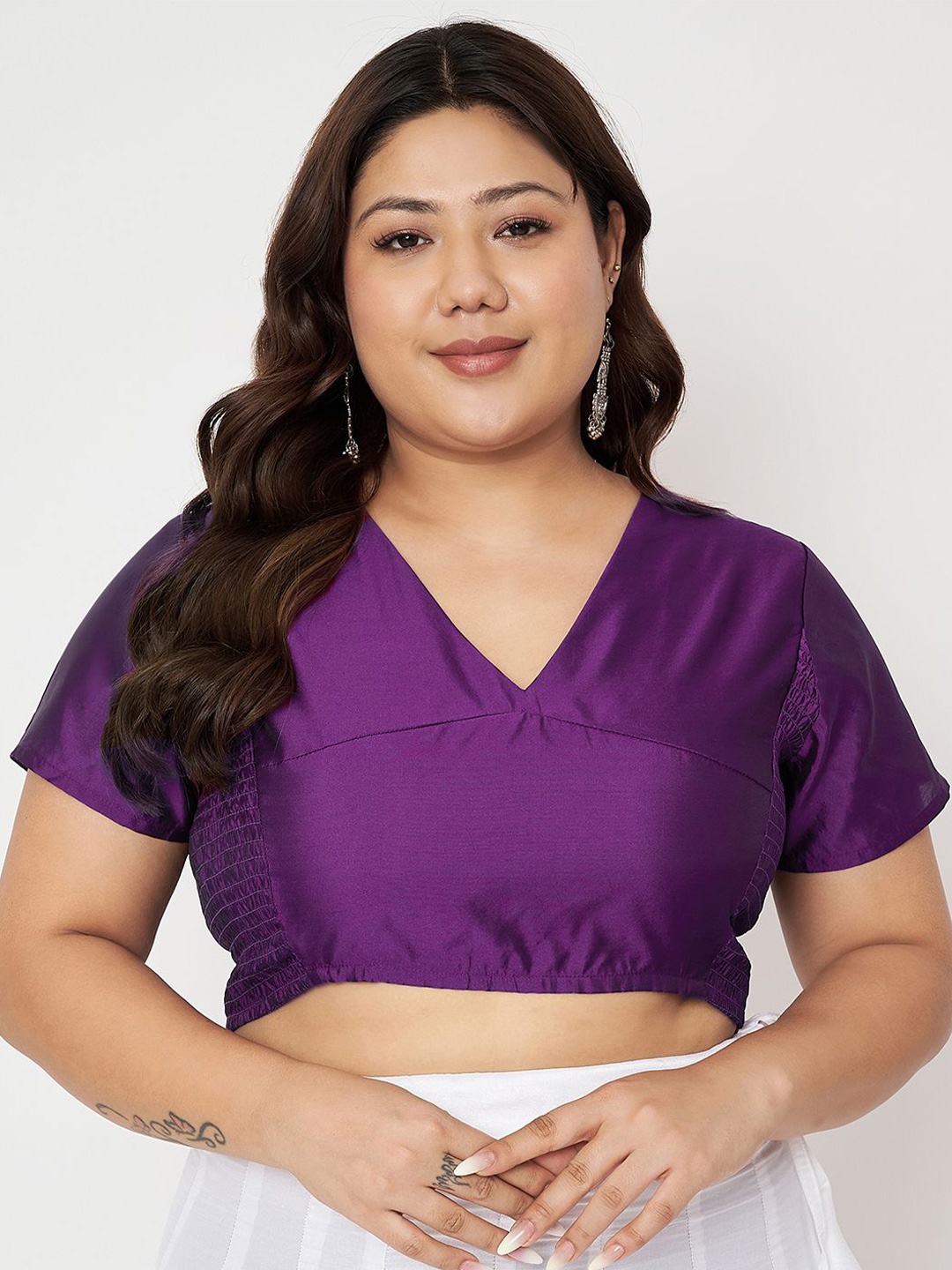 

studio rasa Plus Size Stretchable Crop Top, Purple