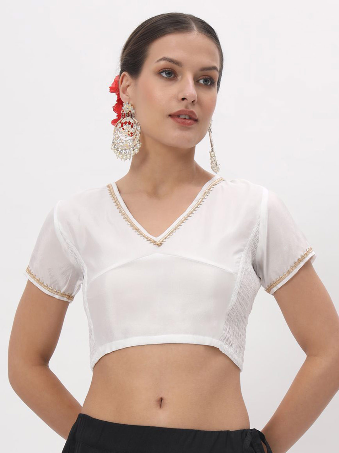 

studio rasa Sheen Crop Top, White