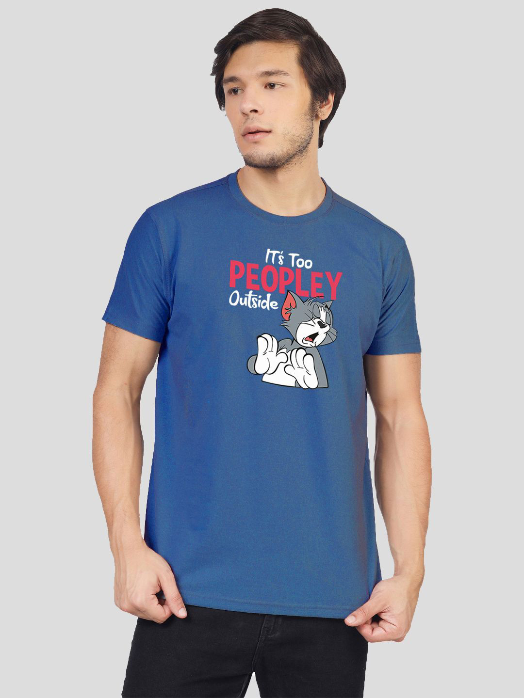 

Greylongg Men Printed Applique T-shirt, Blue
