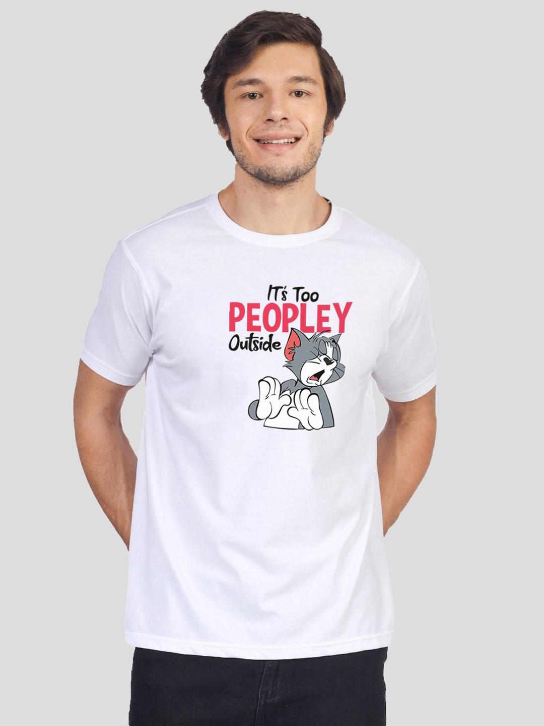 

Greylongg Men Graphic Printed Round Neck Cotton T-Shirt, White