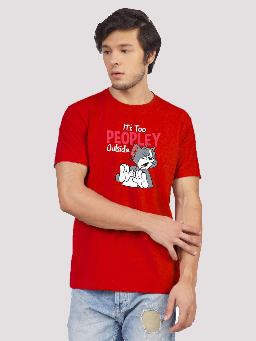 

Greylongg Men Printed Printed Round Neck T-Shirt, Red