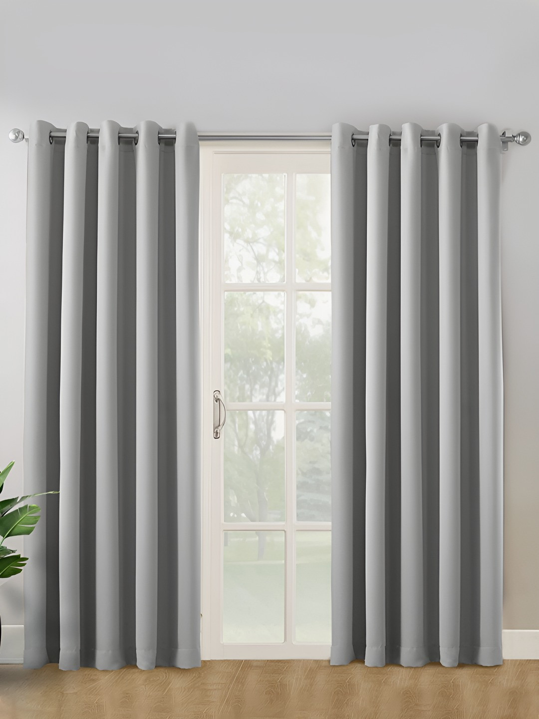 

haus & kinder Grey 2 Pieces Black Out Velvet Door Curtains