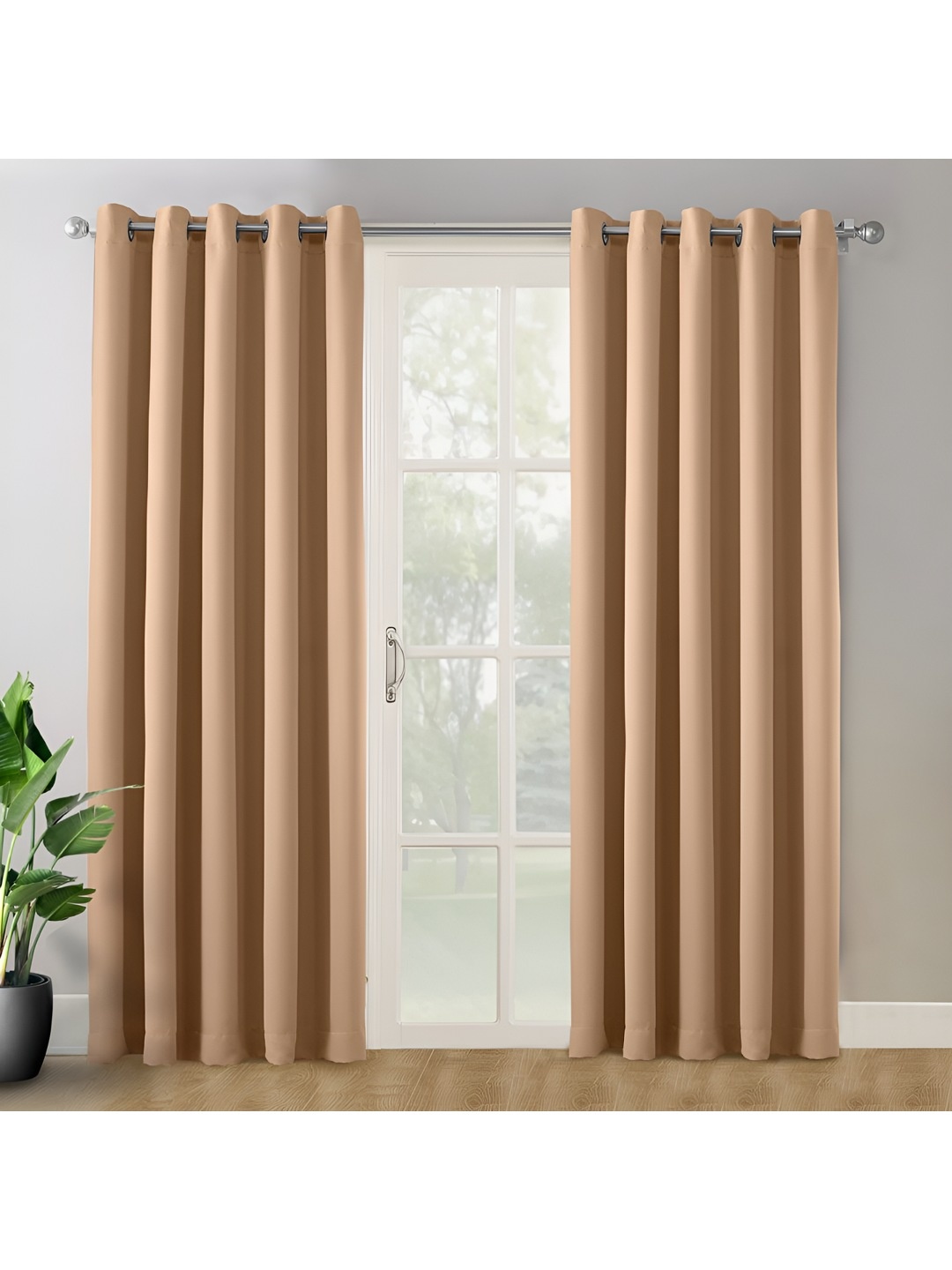 

haus & kinder Khaki 2 Pieces Black Out Velvet Door Curtains