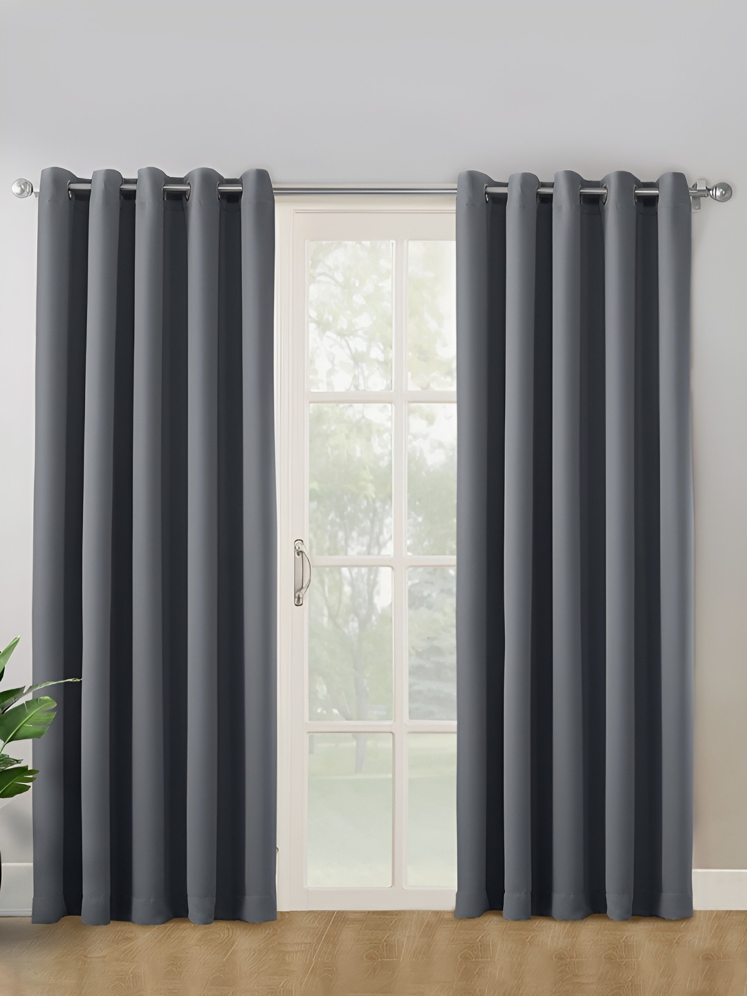 

haus & kinder Grey 2 Pieces Blackout Velvet Window Curtains