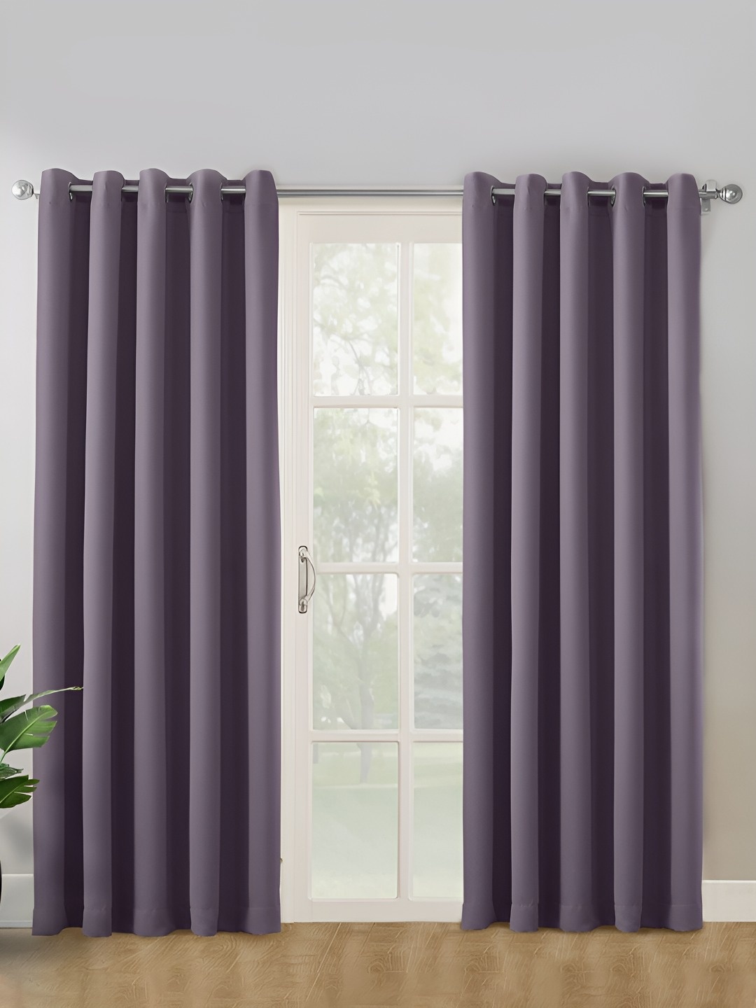 

haus & kinder Violet 2 Pieces Black Out Window Curtains