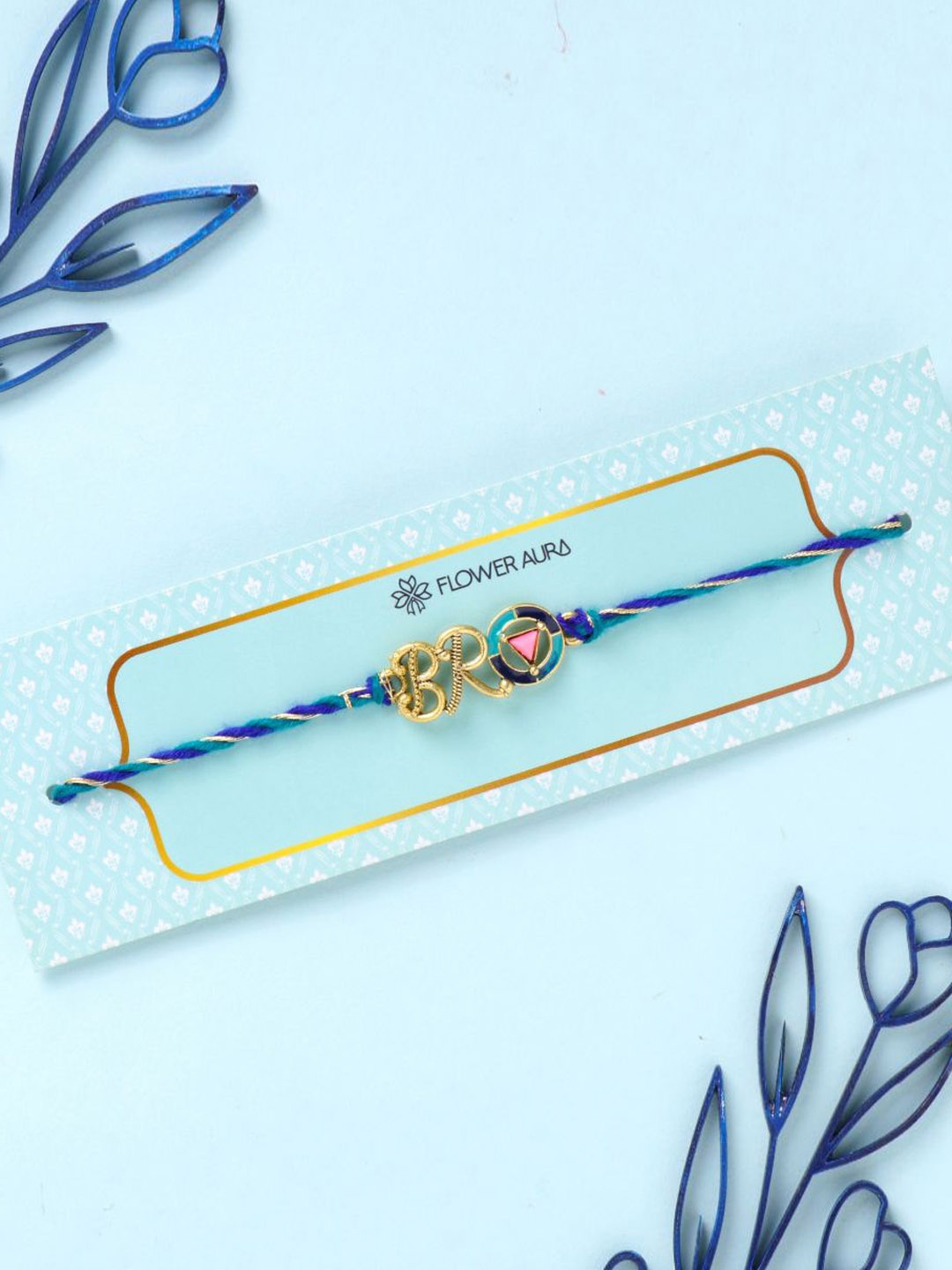 

Floweraura Bro Charm Thread Rakhi With Roli Chawal, Blue
