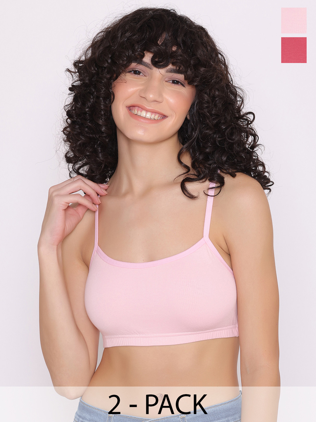 

INKURV Pack Of 2 Full Coverage Seamless Non Padded Bra, Pink