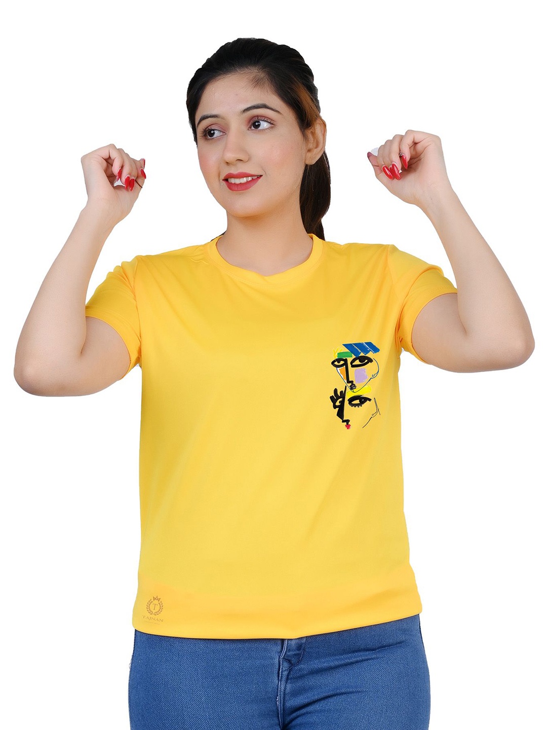 

TAJNAN Women Solid Round Neck T-shirt, Yellow