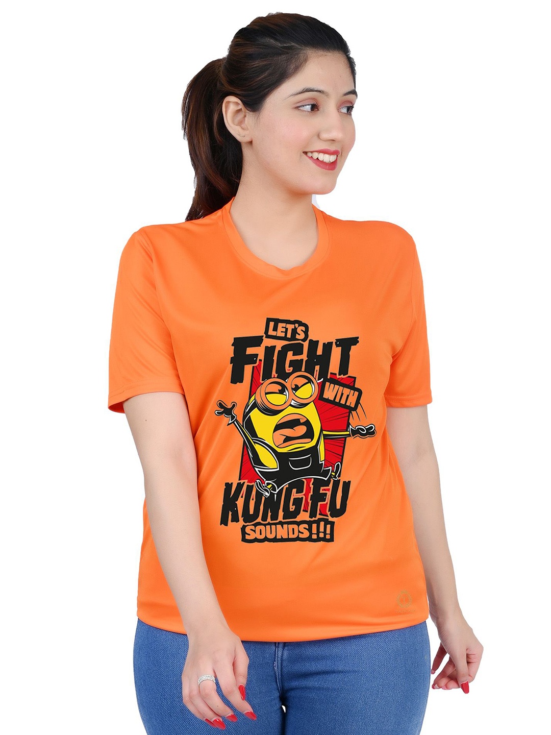 

TAJNAN Women Typography Printed T-shirt, Orange