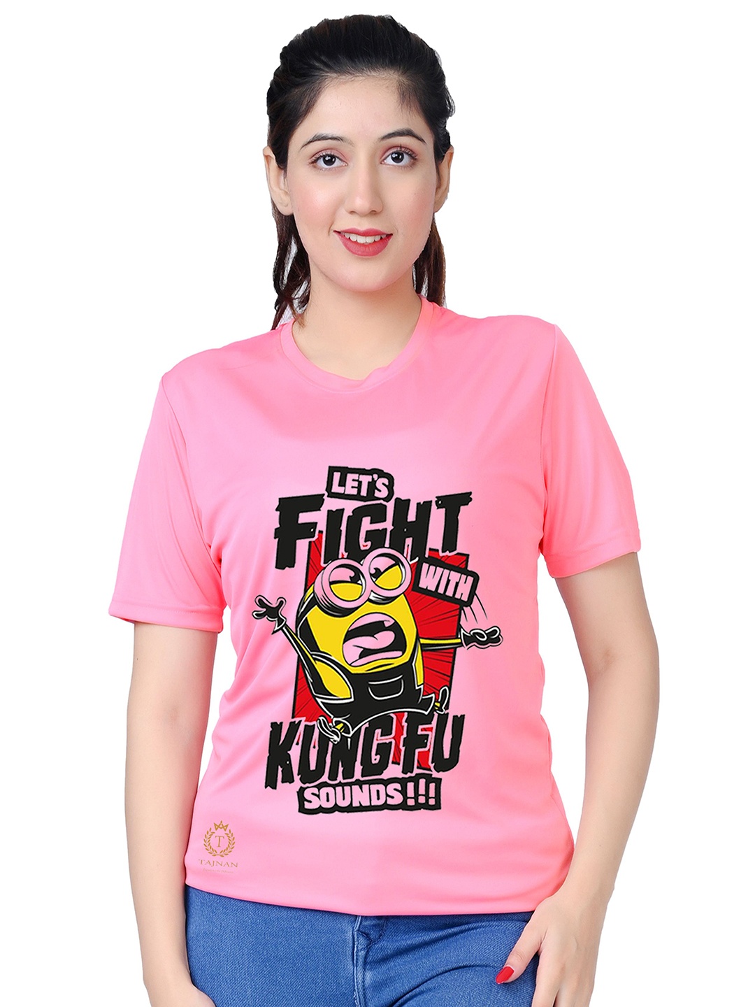 TAJNAN Women Typography Printed T-shirt, Pink