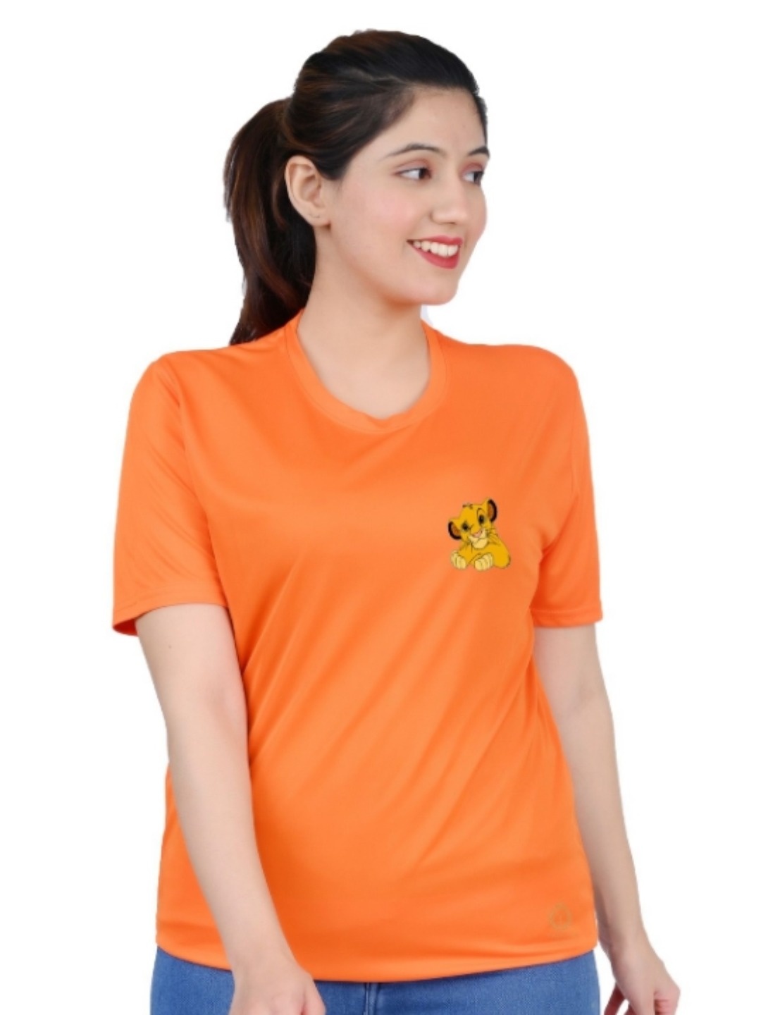 

TAJNAN Women Solid Round Neck T-shirt, Orange