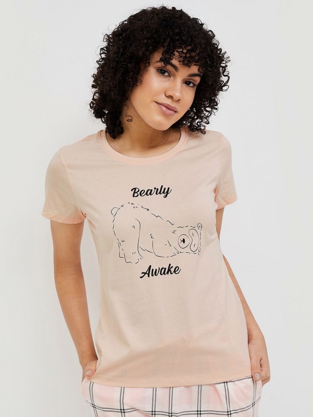 

Ginger by Lifestyle Women Typography T-shirt, Peach