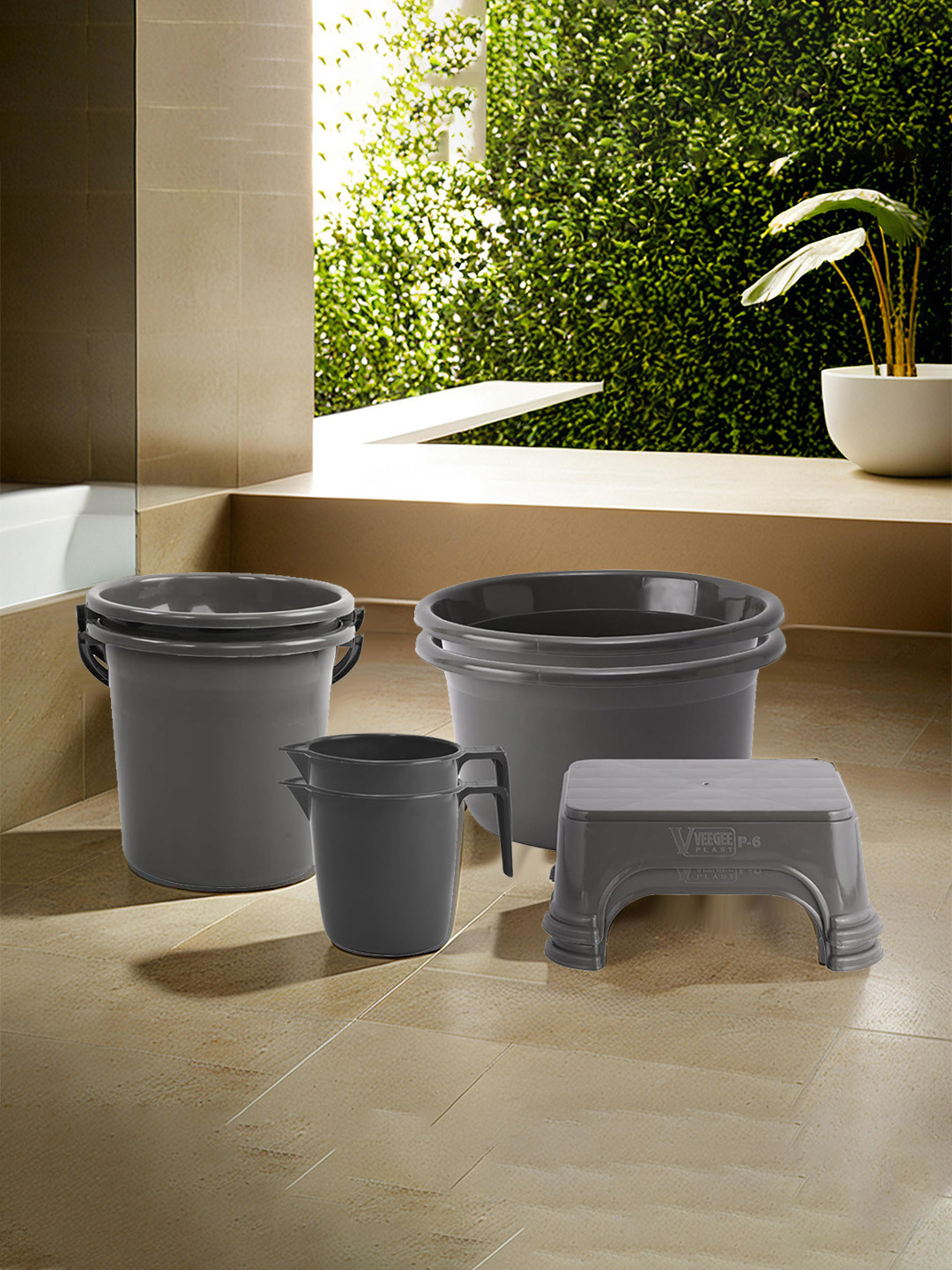 

Kuber Industries Grey 8 Pieces Matte Finished Bath Accessories Set