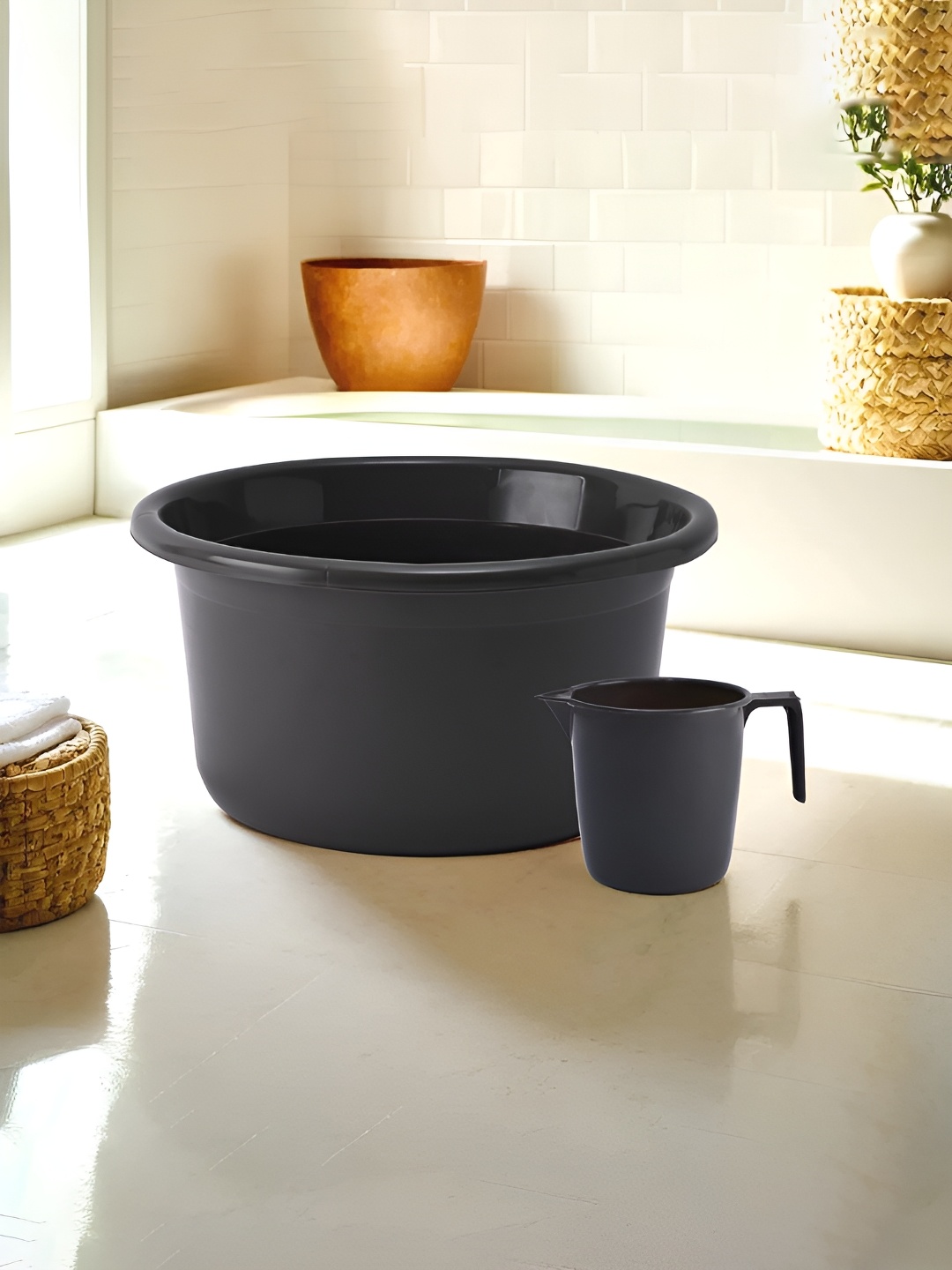 

Kuber Industries Grey 2 Pieces Matte Bath Accessories Set