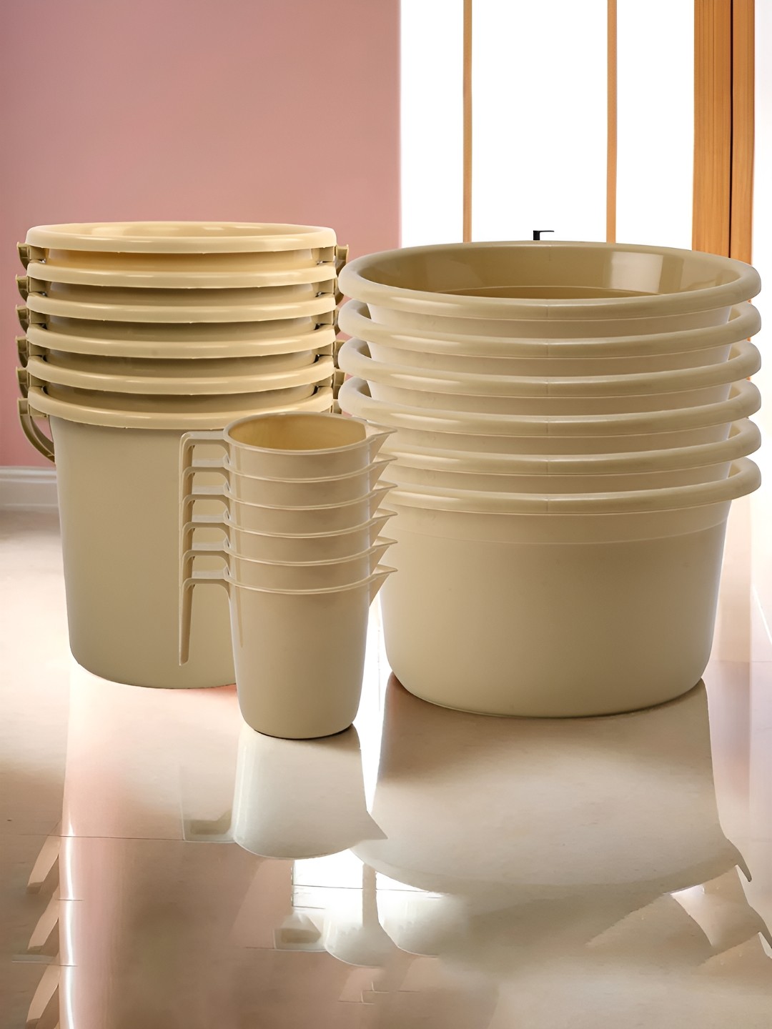 

Kuber Industries Beige 18 Pieces Matte Bath Accessories Set