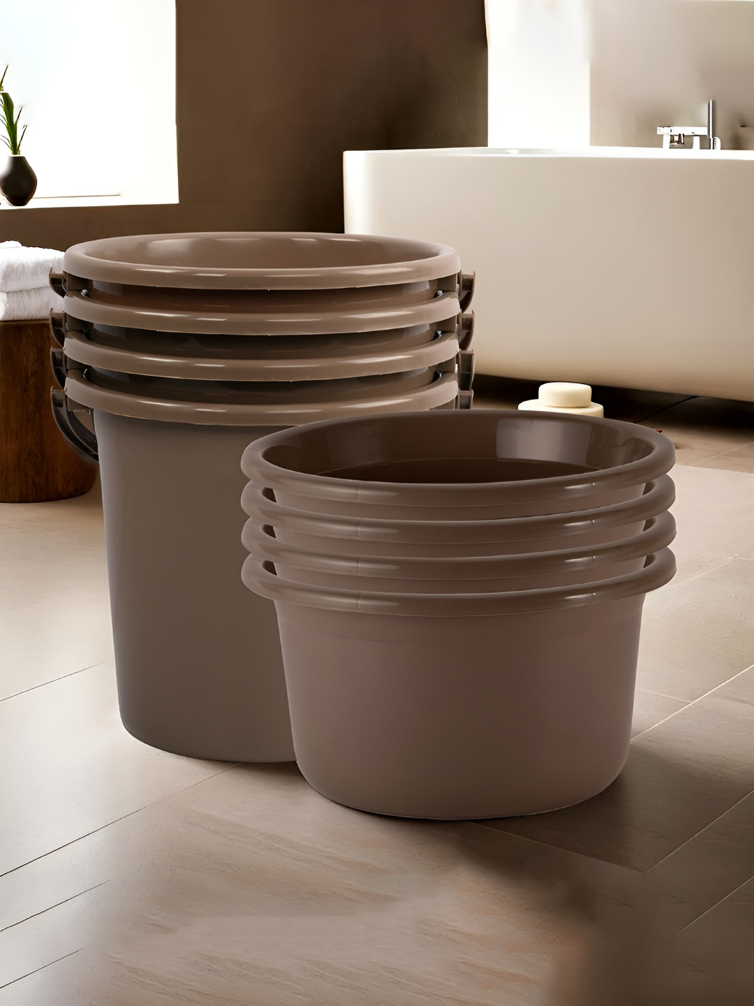 

Kuber Industries Brown 8 Pieces Matte Bath Accessories Set