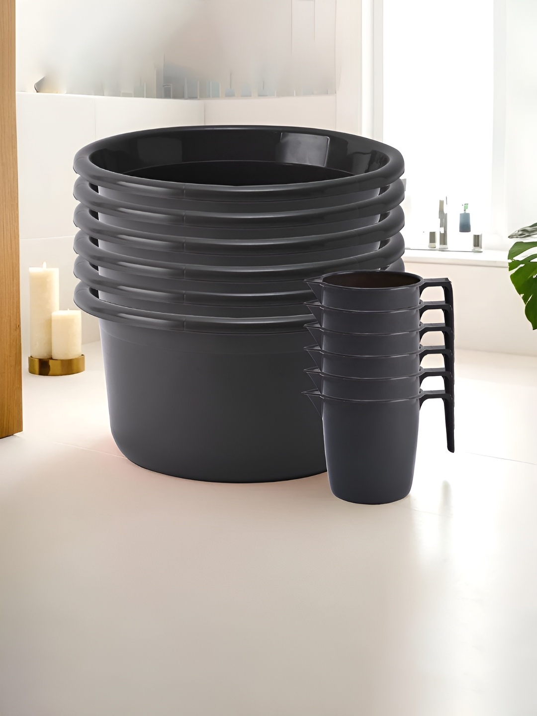 

Kuber Industries Grey 12 Pieces Matte Bath Accessories Set