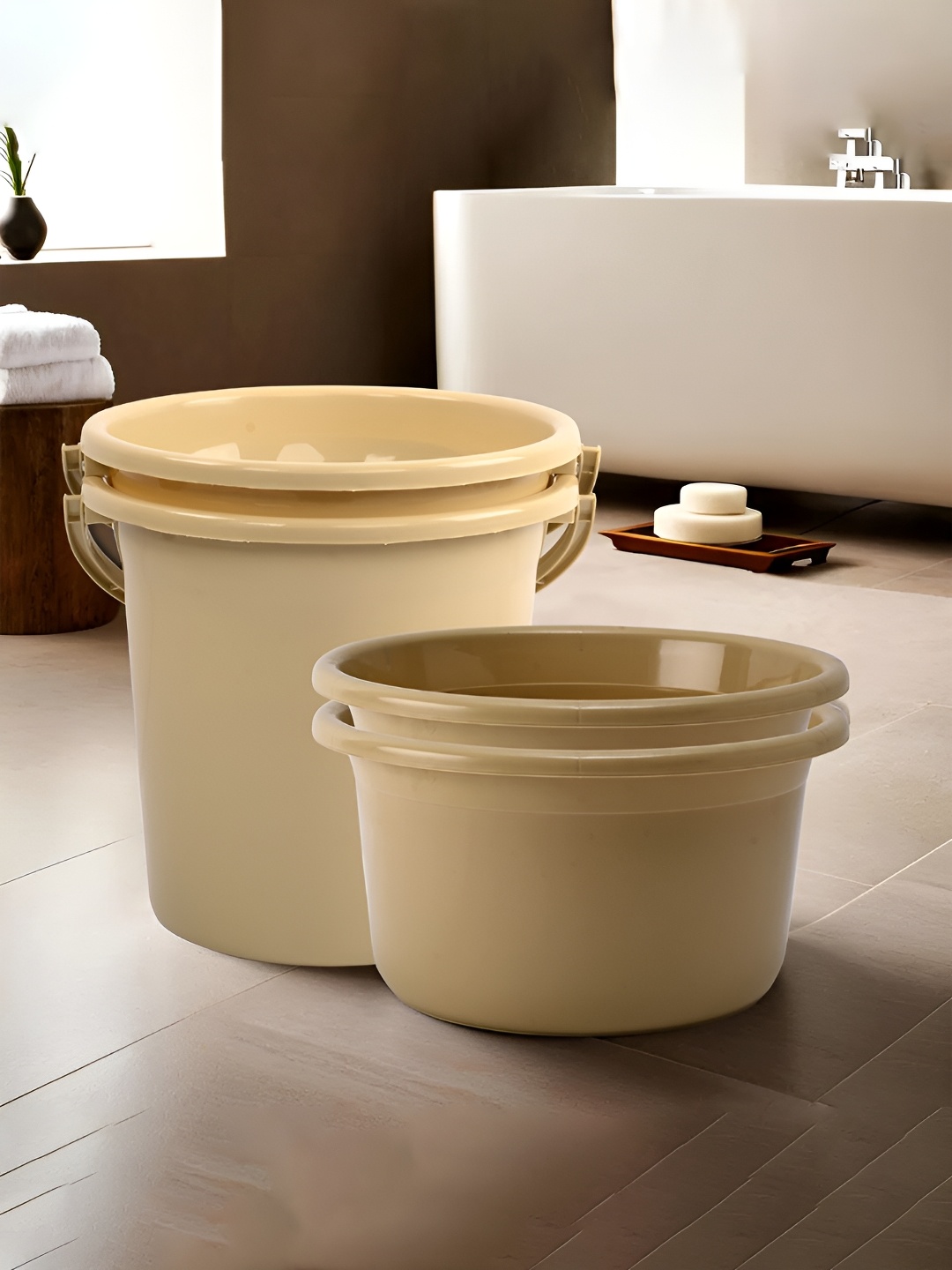 

Kuber Industries Beige 4 Pieces Matte Bath Accessories Set