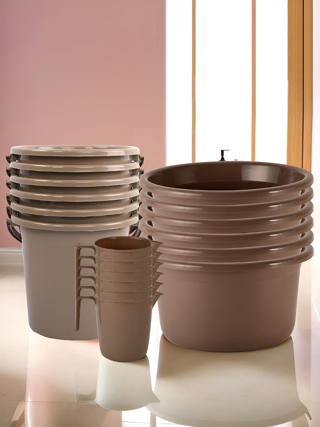 

Kuber Industries Brown 18 Pieces Matte Bath Accessories Set